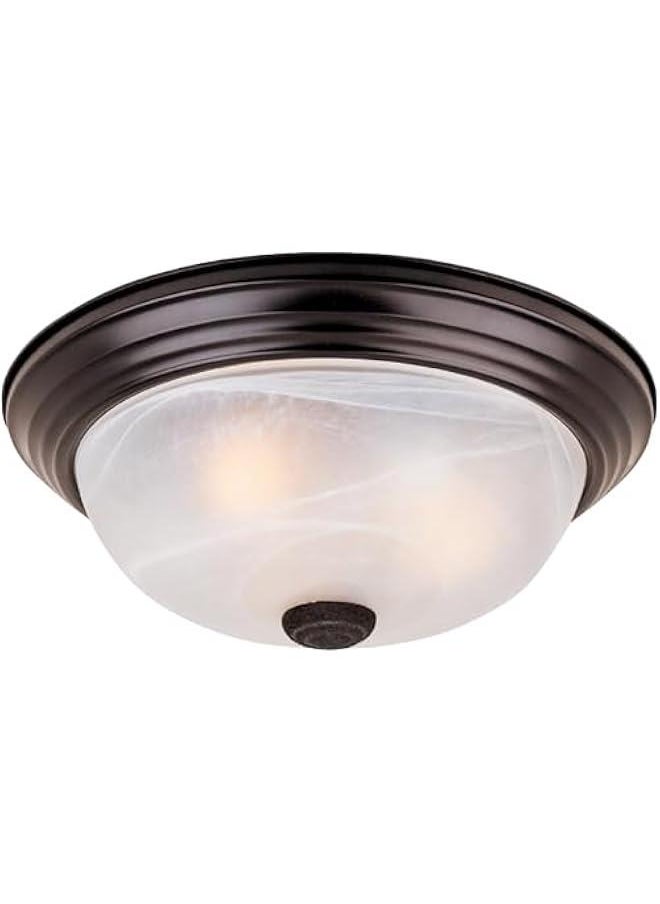 Arabest Flush Mount Ceiling Light with 3 Lights, 15 Inch Fixture for Kitchen, Bedroom, Bathroom, Hallway, White Alabaster Glass, Oil Rubbed Bronze, 1257L-ORB-AL  - Image 1