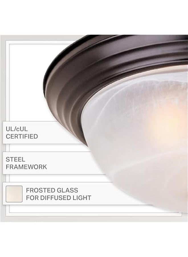Arabest Flush Mount Ceiling Light with 3 Lights, 15 Inch Fixture for Kitchen, Bedroom, Bathroom, Hallway, White Alabaster Glass, Oil Rubbed Bronze, 1257L-ORB-AL  - Image 3