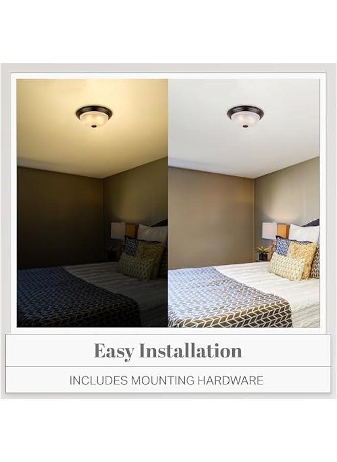 Arabest Flush Mount Ceiling Light with 3 Lights, 15 Inch Fixture for Kitchen, Bedroom, Bathroom, Hallway, White Alabaster Glass, Oil Rubbed Bronze, 1257L-ORB-AL  - Image 5