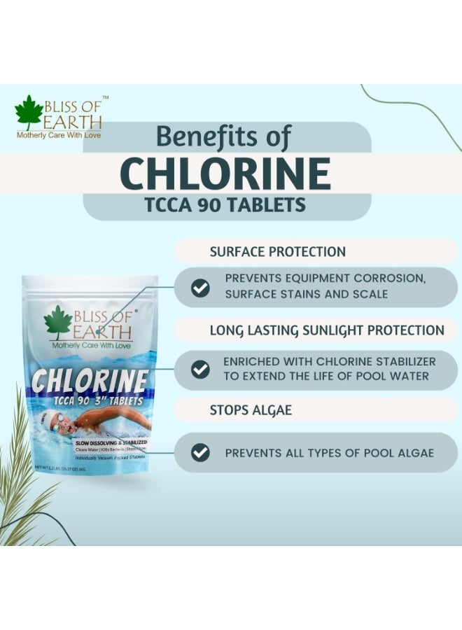 بليس اوف ايرث أقراص الكلور اليابانية للمسابح 3 أحجام تقتل البكتيريا وتمنع نمو الطحالب مطهر للمسابح 5 × 200 جرام - Image 3