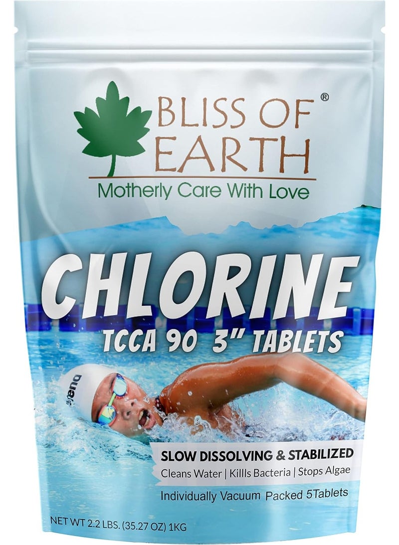 بليس اوف ايرث أقراص الكلور اليابانية للمسابح 3 أحجام تقتل البكتيريا وتمنع نمو الطحالب مطهر للمسابح 5 × 200 جرام - Image 1