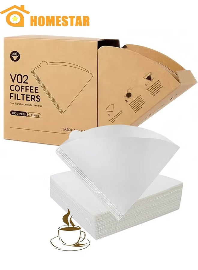 هومستر 100 جهاز كمبيوتر شخصي ورقة تصفية القهوة ، V60 حجم 02 ، فلاتر يمكن التخلص منها لصب القهوة وتقطيرها ، مع مربع دوار ، أبيض - Image 1