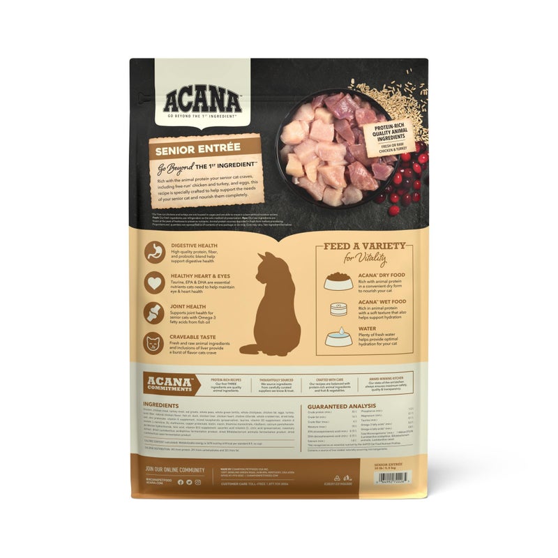 acana طعام قطط ACANA الجاف للمسنين Senior EntrÃ©e دجاج ديك رومي وبطة 10lb Bag - Image 2