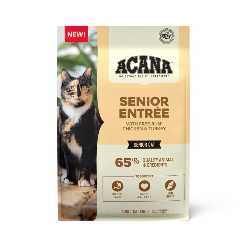 acana طعام قطط ACANA الجاف للمسنين Senior EntrÃ©e دجاج ديك رومي وبطة 10lb Bag - Image 1