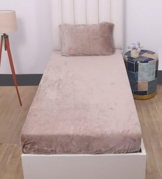 S&S Sands® Elastic Warm Bedsheet for Winter Single Bed 36 x 78 x 8 inches, with 1 Pillow Cover. (Light Pink) - Image 5