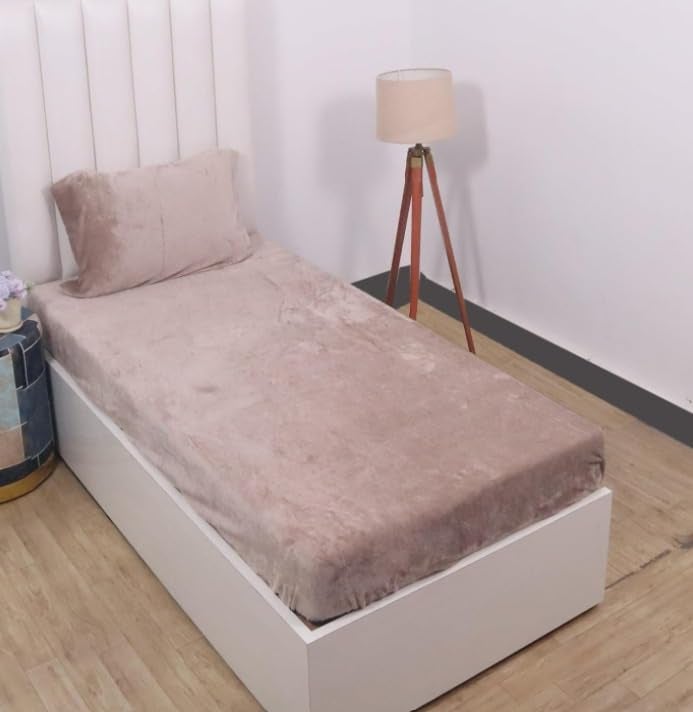 S&S Sands® Elastic Warm Bedsheet for Winter Single Bed 36 x 78 x 8 inches, with 1 Pillow Cover. (Light Pink) - Image 2