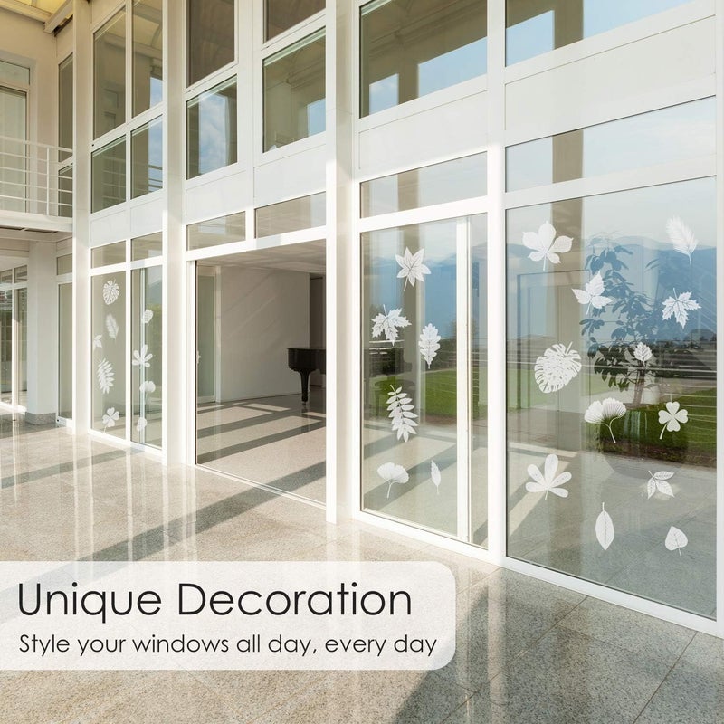 Outus 32 Pieces Window Strike Prevention Stickers Decals Anti Collision Window Clings Hummingbird Butterfly Leaf Shapes Stickers Window Stickers Prevent Bird Strikes on Glass (Leaf Style) - Image 4