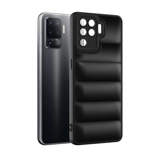 Plus Puffer Case Camera Protection Soft Back Cover for Oppo F19 Pro - Black - Image 3