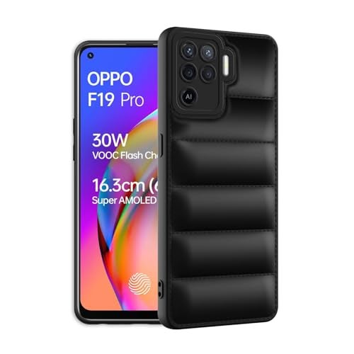Plus Puffer Case Camera Protection Soft Back Cover for Oppo F19 Pro - Black - Image 2