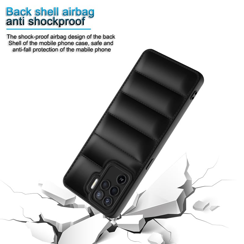 Plus Puffer Case Camera Protection Soft Back Cover for Oppo F19 Pro - Black - Image 4