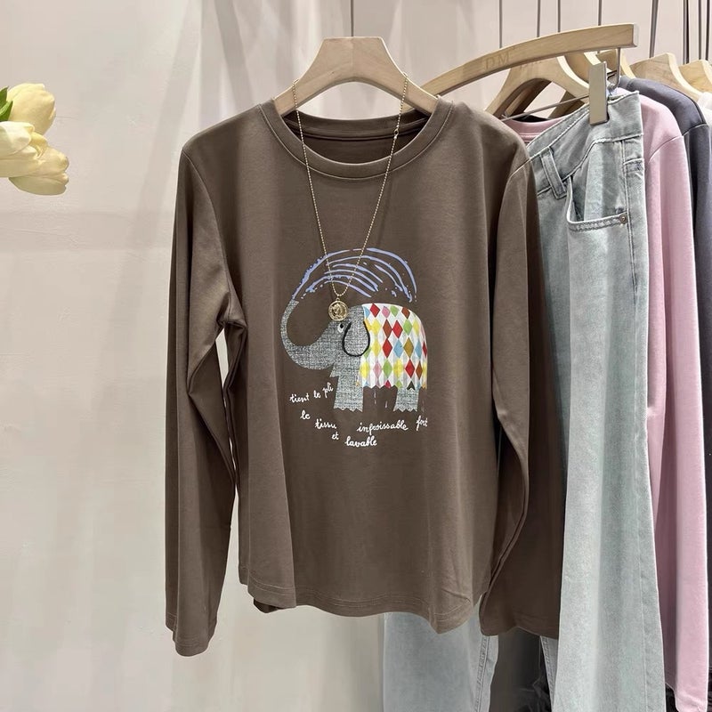 South Korea Ins Cartoon Age-Reducing Long-Sleeved T-Shirt Women'S Printed Bottoming Shirt Fashionable All-Match Design Casual Top - Image 5