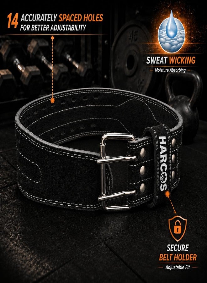 Harcos Genuine Leather Unbreakble, non tearable 8mm Heavy Gym Belt for Men & Women Workout Deadlift Belt for Gym Suede Powerlifting Weight Lifting for Heavy Workout gym belt With Carry Case (Black, Small) - Image 4