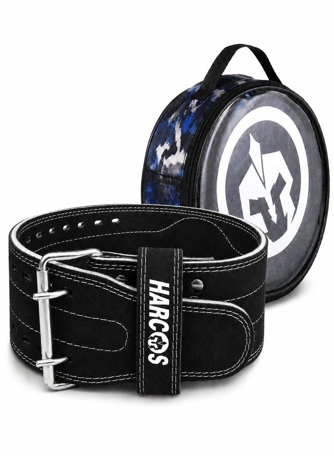 Harcos Genuine Leather Unbreakble, non tearable 8mm Heavy Gym Belt for Men & Women Workout Deadlift Belt for Gym Suede Powerlifting Weight Lifting for Heavy Workout gym belt With Carry Case (Black, Small) - Image 1