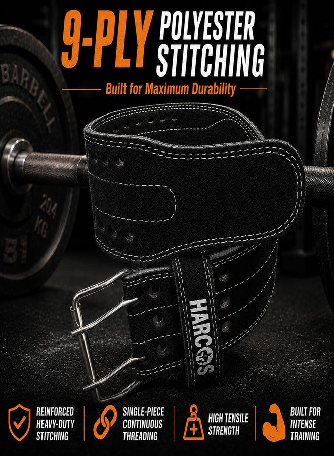 Harcos Genuine Leather Unbreakble, non tearable 8mm Heavy Gym Belt for Men & Women Workout Deadlift Belt for Gym Suede Powerlifting Weight Lifting for Heavy Workout gym belt With Carry Case (Black, Small) - Image 3