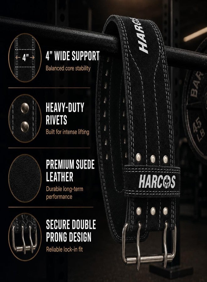 Harcos Genuine Leather Unbreakble, non tearable 8mm Heavy Gym Belt for Men & Women Workout Deadlift Belt for Gym Suede Powerlifting Weight Lifting for Heavy Workout gym belt With Carry Case (Black, Small) - Image 2