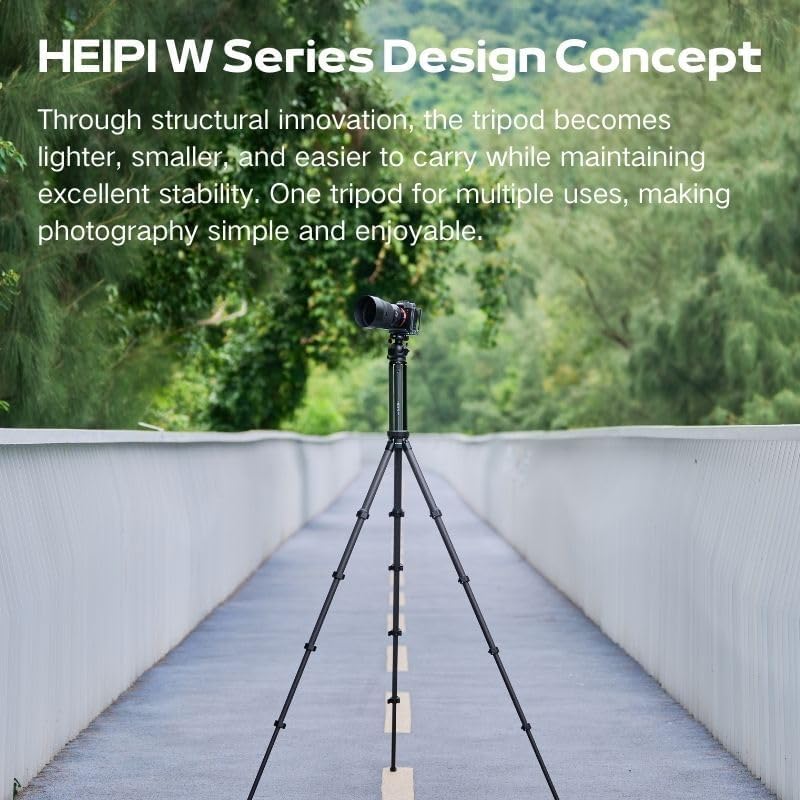 HEIPI Travel Tripod Camera Stand Portable Carbon Fiber Lightweight Tripod 360 Degree Horizontal Panning Vertical Tilting Ball Head Quick-Release Arca-Swiss Mount - W28S (with KF50-Q) - Image 4