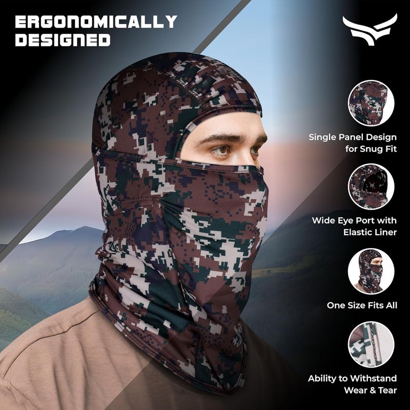 XTRIM Face Mask for Men & Women, Balaclava for Bike Riding, UV Protected Breathable Helmet Liner, Anti-Hair Fall, Sweat Absorbing & Odour Free, Sun & Dust Protection (Camo Green, Cotton) - Image 2