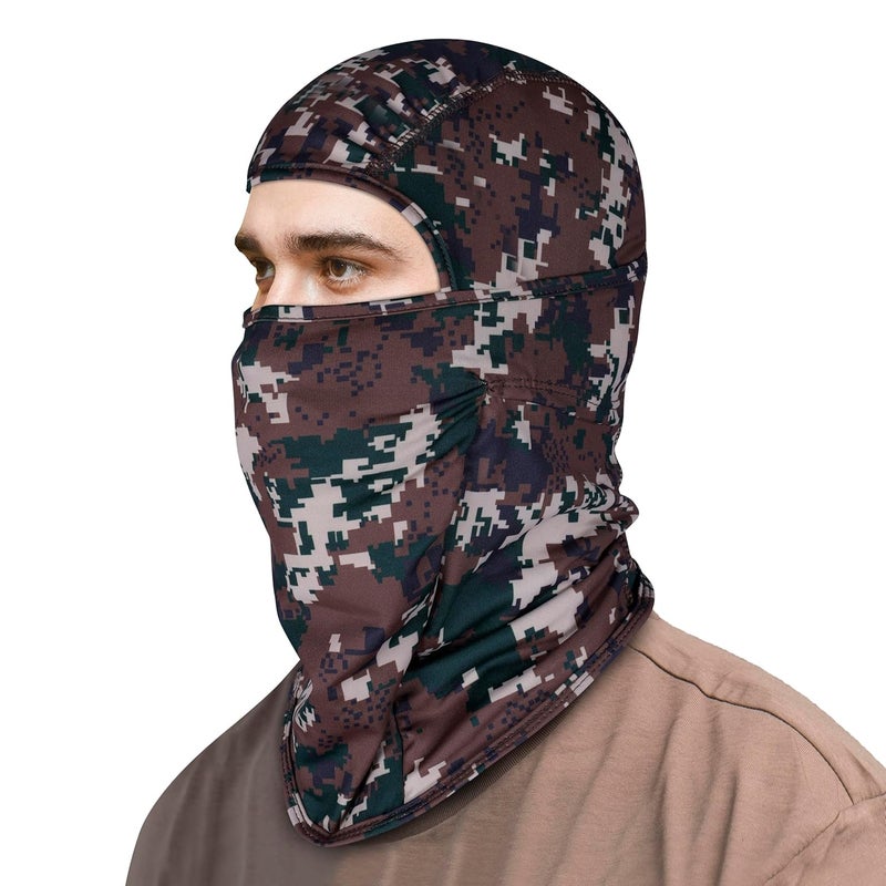 XTRIM Face Mask for Men & Women, Balaclava for Bike Riding, UV Protected Breathable Helmet Liner, Anti-Hair Fall, Sweat Absorbing & Odour Free, Sun & Dust Protection (Camo Green, Cotton) - Image 1
