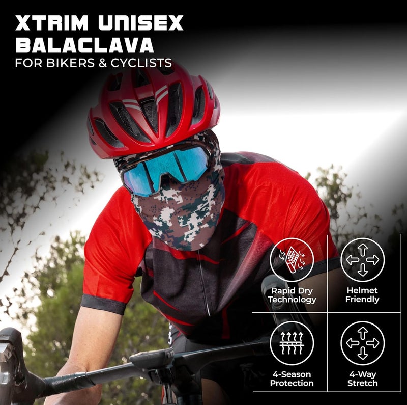 XTRIM Face Mask for Men & Women, Balaclava for Bike Riding, UV Protected Breathable Helmet Liner, Anti-Hair Fall, Sweat Absorbing & Odour Free, Sun & Dust Protection (Camo Green, Cotton) - Image 3