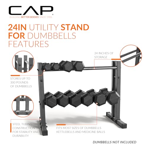 CAP Barbell 24" Dumbbell and Kettlebell Rack – Compact Weight Storage for Home Gym, Holds Dumbbells, Kettlebells & Medicine Balls - Image 3