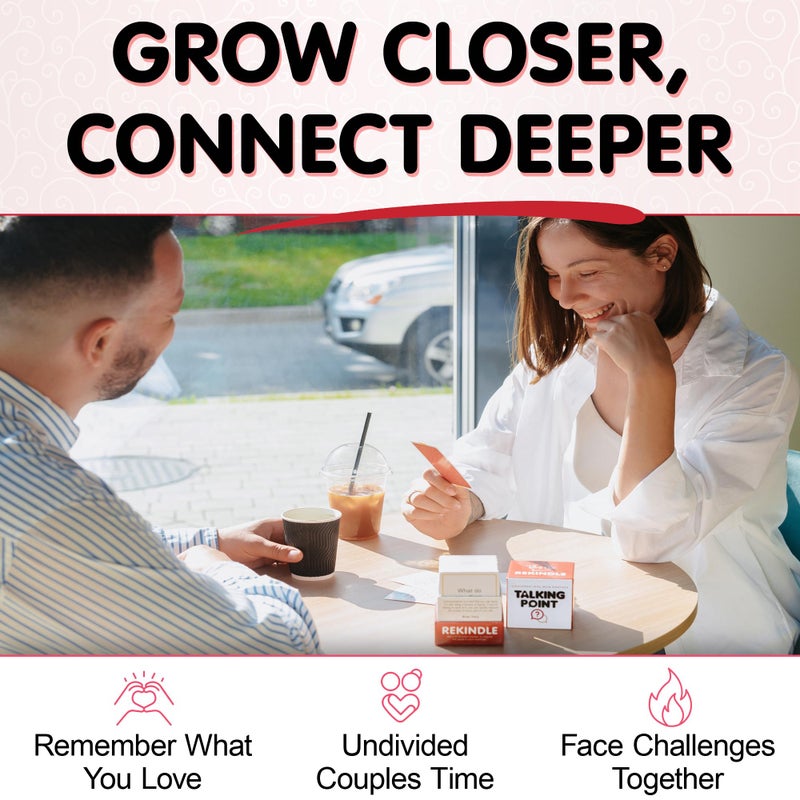 TALKING POINT CARDS 200 Couples Conversation Cards - Rekindle Couples Game for Married Couples - Questions for Long Term Relationships - Fun Topics Build Intimacy & Strong Bonds - Road Trips, Anniversary, Date Night - Image 2