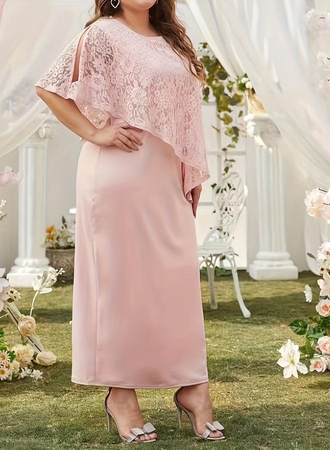 Take Two Light Pink Lace Overlay Maxi Dress - Image 1