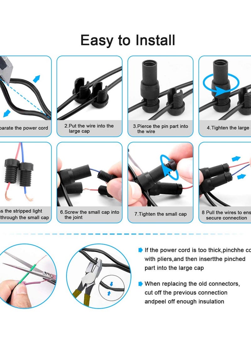 SOLARAE Low Voltage Wire Connectors AC 13V, Waterproof Landscape Lighting Connectors for 12/2 14/2 Gauge Cable, Ideal for Outdoor Path Lights, Spotlights, In-Ground Lights(Set of 10) - Image 4