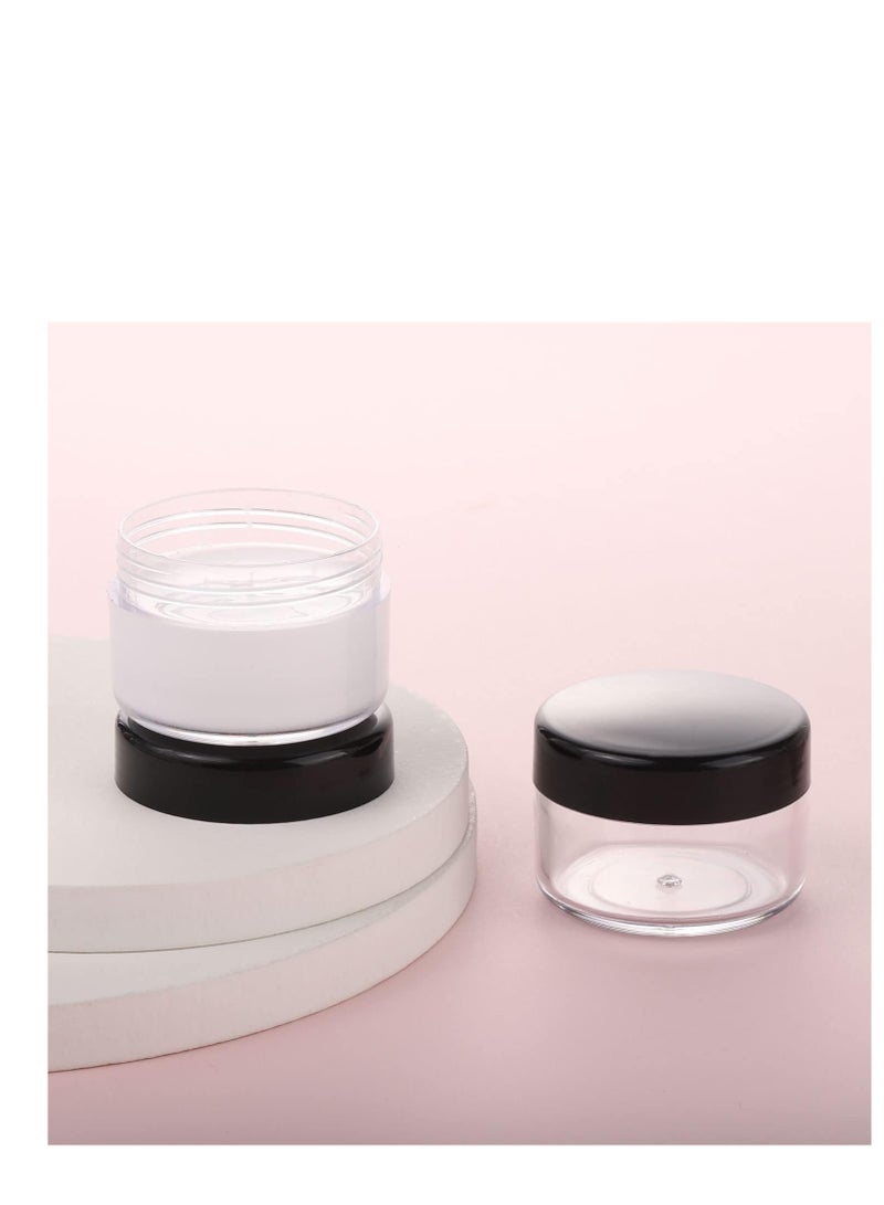 مجموعة حافظات صغيرة للعينات والمكياج وزن 15 جرام من 100 قطعة، برطمانات بلاستيكية بلون اسود مع اغطية مناسبة للسفر، برطمانات فارغة لمستحضرات التجميل - Image 3