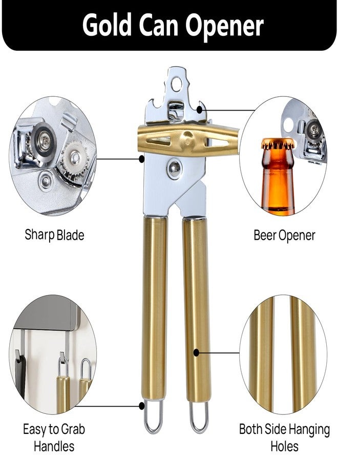 Eleckey Gold All Metal Can Opener & Bottler Openers, Heavy Duty Stainless Steel Manual Can Openers - Image 3