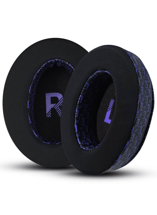 Generic For HyperX Kingston Hurricane 2 Earphone Cover Cloud3 Earmuffs Alpha S Leather Case Sky Arrow Stinger Sponge-Color:Black And Purple Printed Lr Ice-feeling Earmuffs 1 Piece-hm5  - Image 1