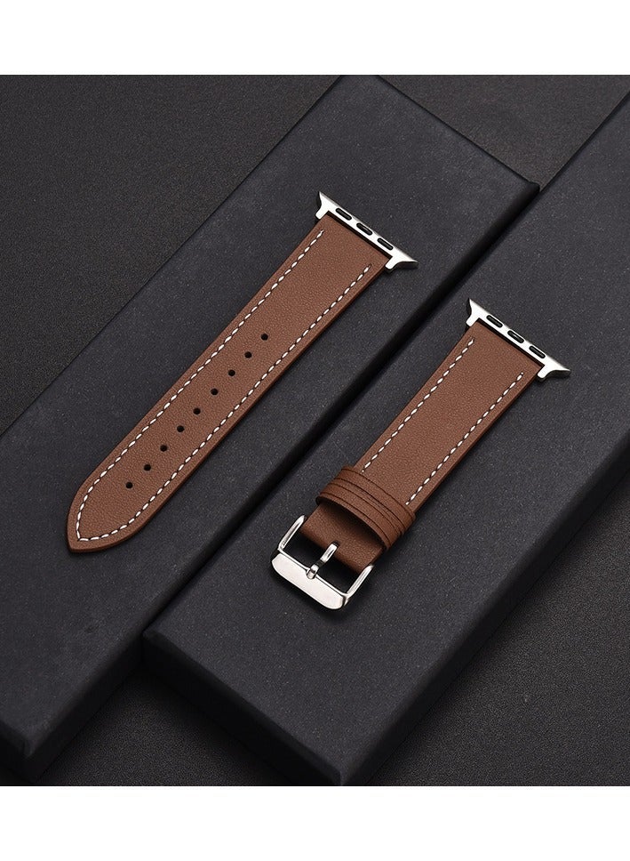 حزام من جلد المايكروفايبر متوافق مع ساعة Apple Watch بمقاس 38 مم/40 مم/41 مم/42 مم (سلسلة 10)، حزام ساعة متين ومقاوم للماء، متوافق مع سلسلة iWatch Series 11 و10 و9 و8 و7 و6 و5 و4 وSE/SE2/SE3، لون بني - Image 2
