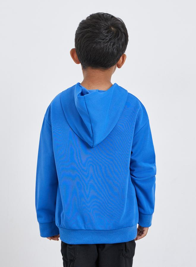 ستايلي هودي أزرق مريح للأولاد بجيوب أمامية - Image 4