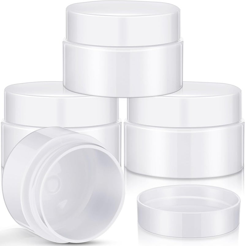 Patelai 4 Pieces Round Wide-mouth Leak Proof Plastic Container Jars with Lids for Travel Storage Makeup Beauty Products Face Creams Oils Salves Ointments DIY Making(1 Ounce,Pure White) - Image 1