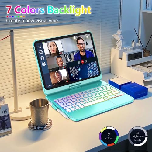 FUWANG Touch Keyboard Case for iPad (A16) 11th Generation 11 inch 2025&10th Gen 10.9 inch 2022, 360° Rotate for iPad 10th Generation Case with Keyboard, Backlit Keyboard Case with Pencil Holder - Image 5