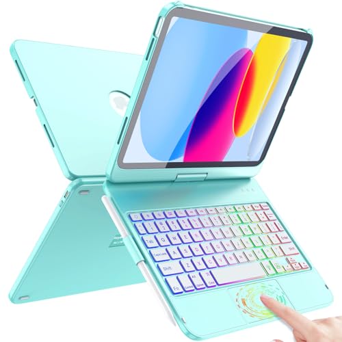 FUWANG Touch Keyboard Case for iPad (A16) 11th Generation 11 inch 2025&10th Gen 10.9 inch 2022, 360° Rotate for iPad 10th Generation Case with Keyboard, Backlit Keyboard Case with Pencil Holder - Image 1