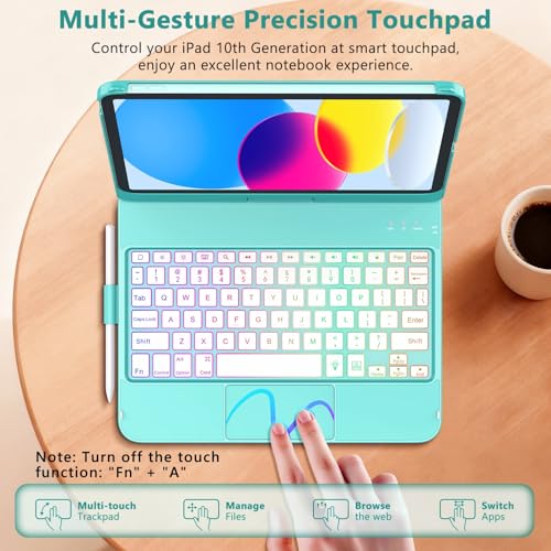 FUWANG Touch Keyboard Case for iPad (A16) 11th Generation 11 inch 2025&10th Gen 10.9 inch 2022, 360° Rotate for iPad 10th Generation Case with Keyboard, Backlit Keyboard Case with Pencil Holder - Image 3