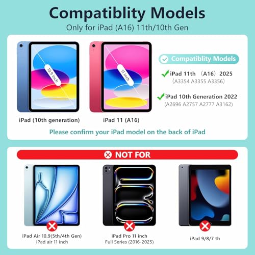 FUWANG Touch Keyboard Case for iPad (A16) 11th Generation 11 inch 2025&10th Gen 10.9 inch 2022, 360° Rotate for iPad 10th Generation Case with Keyboard, Backlit Keyboard Case with Pencil Holder - Image 2