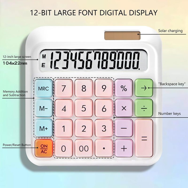 Flexible Panel Calculator 12 Digit Large Display with Long-Lasting Controls Ergonomic 15° Inclined and Solar Power - Image 5