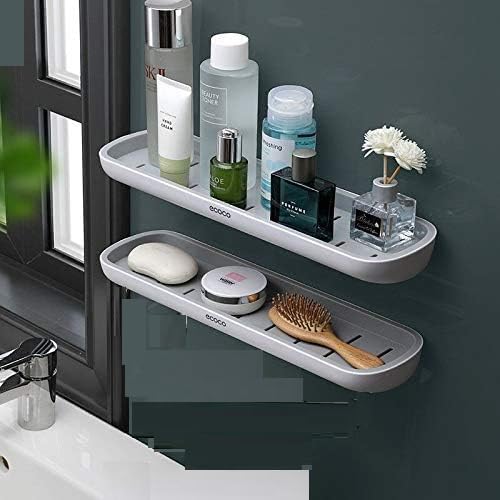 COSKIRA Shelf Bathroom Organizer Rack with Wall Mounted Shower Storage Rack Holder Kitchen Shelving Strong Bearing Shampoo Spices Shower Storage Rack Holder Bathroom Accessories_Grey - Image 4