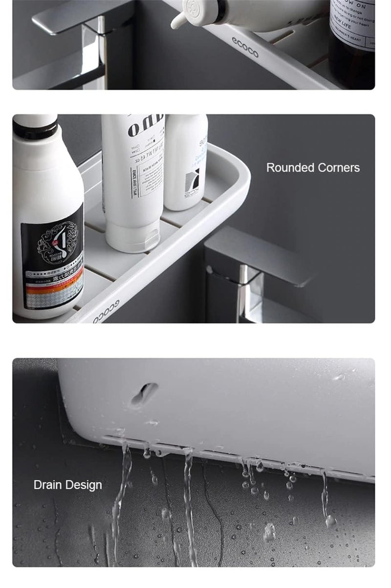 COSKIRA Shelf Bathroom Organizer Rack with Wall Mounted Shower Storage Rack Holder Kitchen Shelving Strong Bearing Shampoo Spices Shower Storage Rack Holder Bathroom Accessories_Grey - Image 5