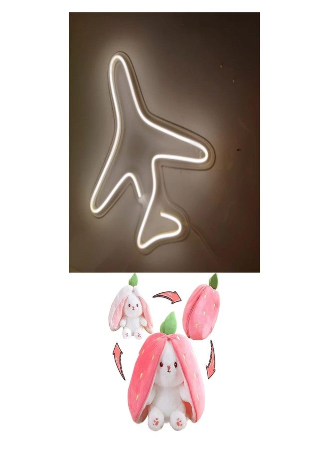 EITHEO Stuffed Animal Plushie Stuffed Toy for Kids (Neon Airplane + Bunny)