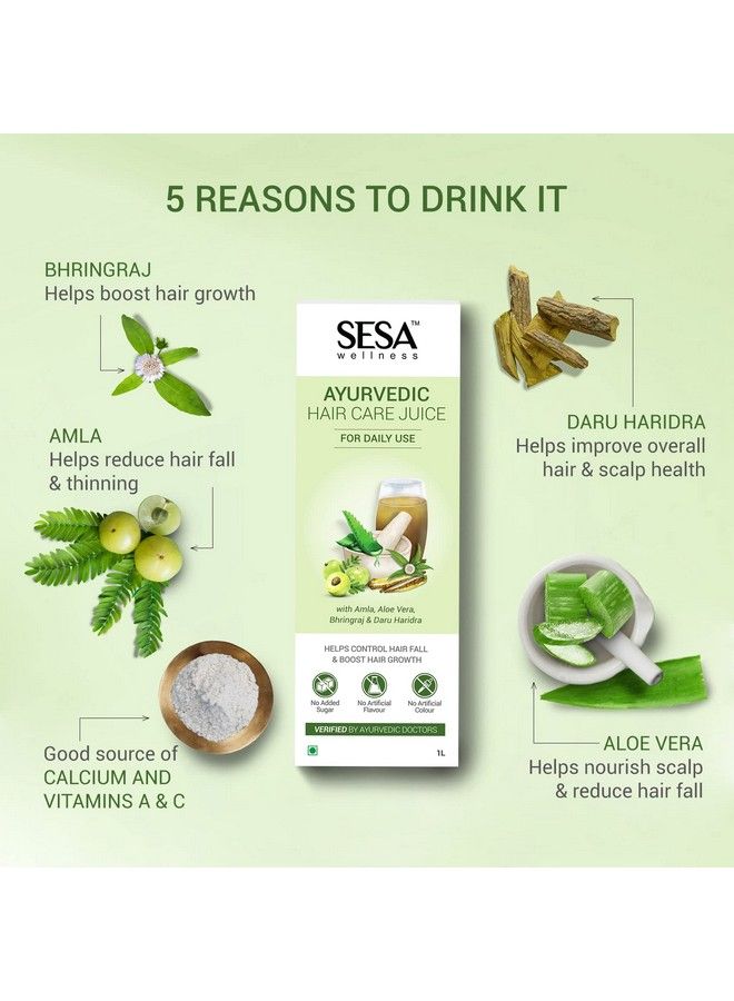Sesa عصير العناية بالشعر الأيورفيدي للتحكم في تساقط الشعر ونمو الشعر مع الصبار البرينجراج والأملا والدارو هاريدرا 1 لتر - Image 5