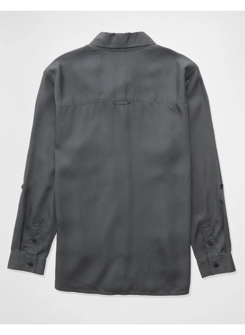 American Eagle AE Bestie Long-Sleeve Button-Up Shirt