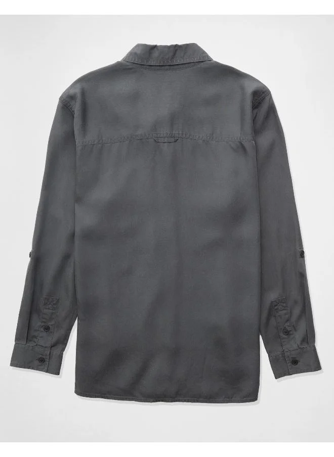 American Eagle AE Bestie Long-Sleeve Button-Up Shirt