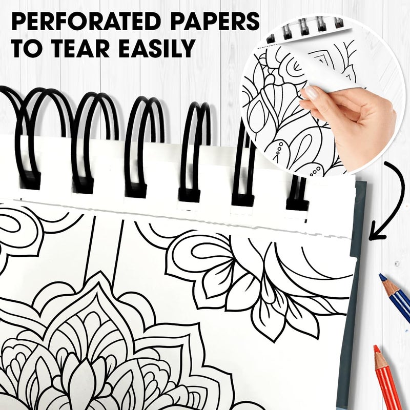 SOUTHERN LOTUS SOUTHERN LOTUS Relaxing Mandalas Coloring Book Spiral Bound for Adults Mindfulness and Relaxing  - Image 3