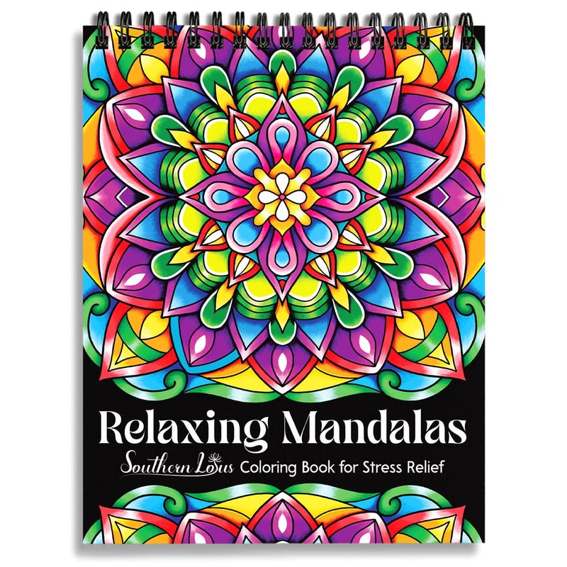 SOUTHERN LOTUS SOUTHERN LOTUS Relaxing Mandalas Coloring Book Spiral Bound for Adults Mindfulness and Relaxing  - Image 1