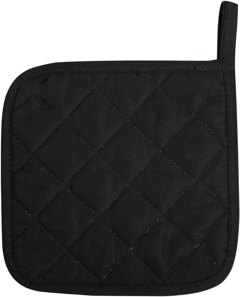 lifaith 100% Cotton Potholders Kitchen Everyday Basic Terry Pot Holder Heat Resistant Large Coaster Hot Pads Kit Trivets Set for Cooking and Baking Set of 6 Black - Image 3