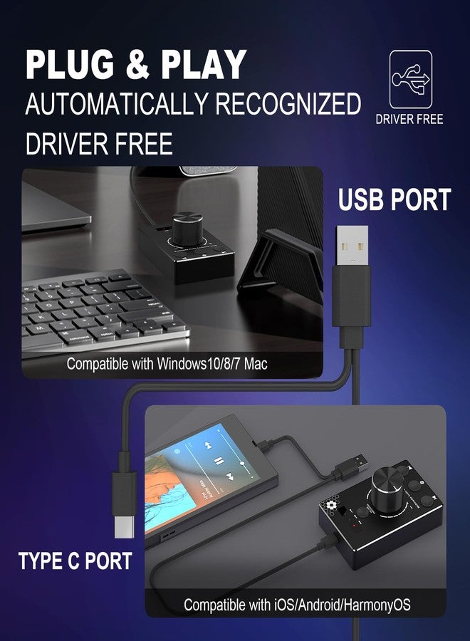 DROK USB Volume Knob with 1.5m Cable, One-Click Mute Button and 3 Modes External Volume Control for Speakers, PC Media Controller for Win 7/8/10/Mac - Image 2