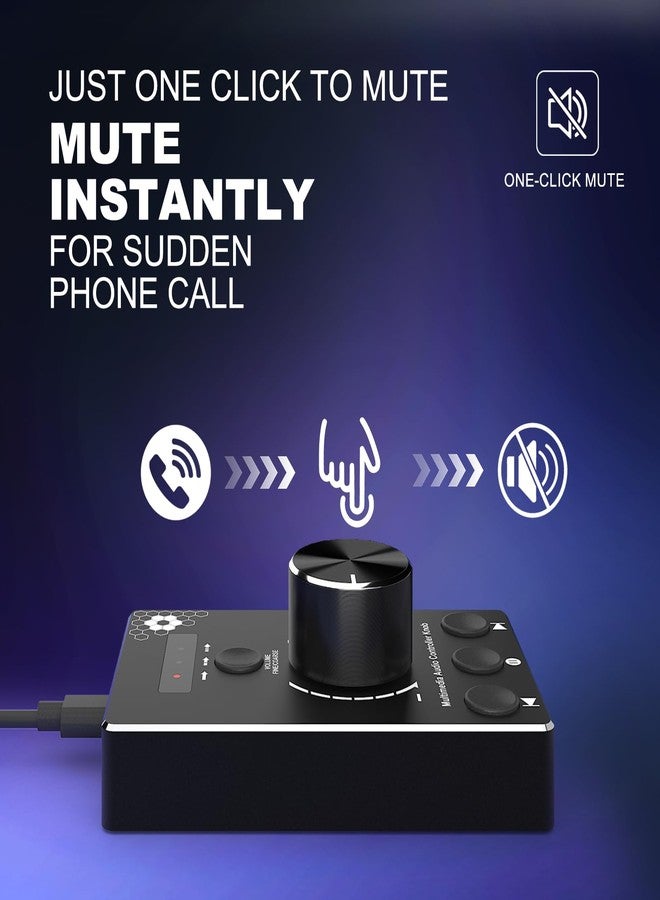 DROK USB Volume Knob with 1.5m Cable, One-Click Mute Button and 3 Modes External Volume Control for Speakers, PC Media Controller for Win 7/8/10/Mac - Image 4