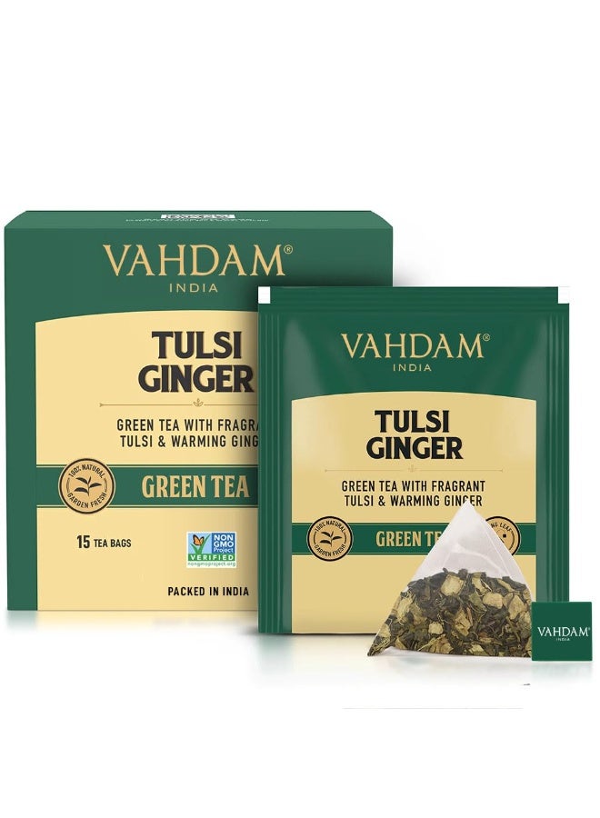 فادام شاي تولسي الأخضر بالزنجبيل 15 كيس شاي - Image 2